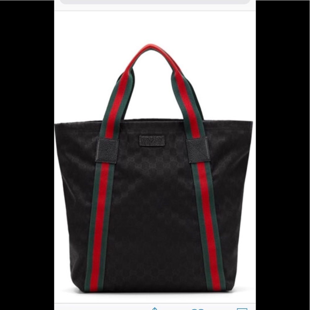 Black Gucci Gg Canvas Web Stripe Travel Tote